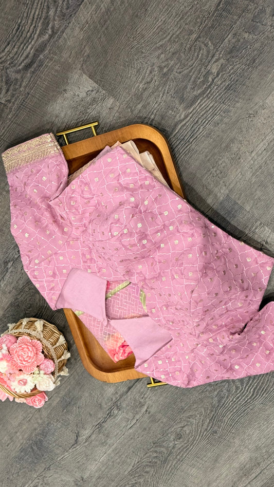 Pure georgette with sequence and digital print in ombré color pattern