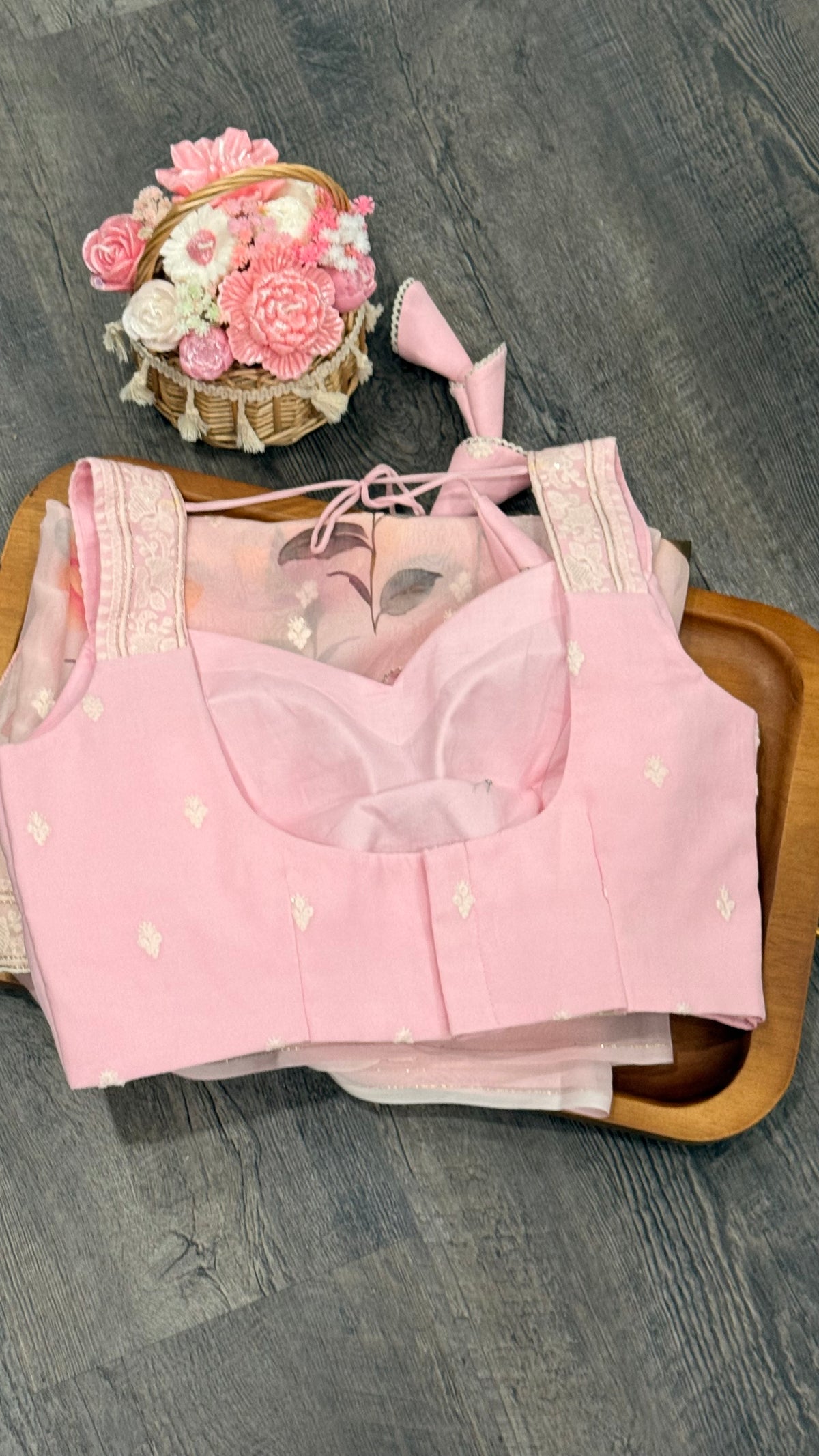 Pure georgette with machine embroidery