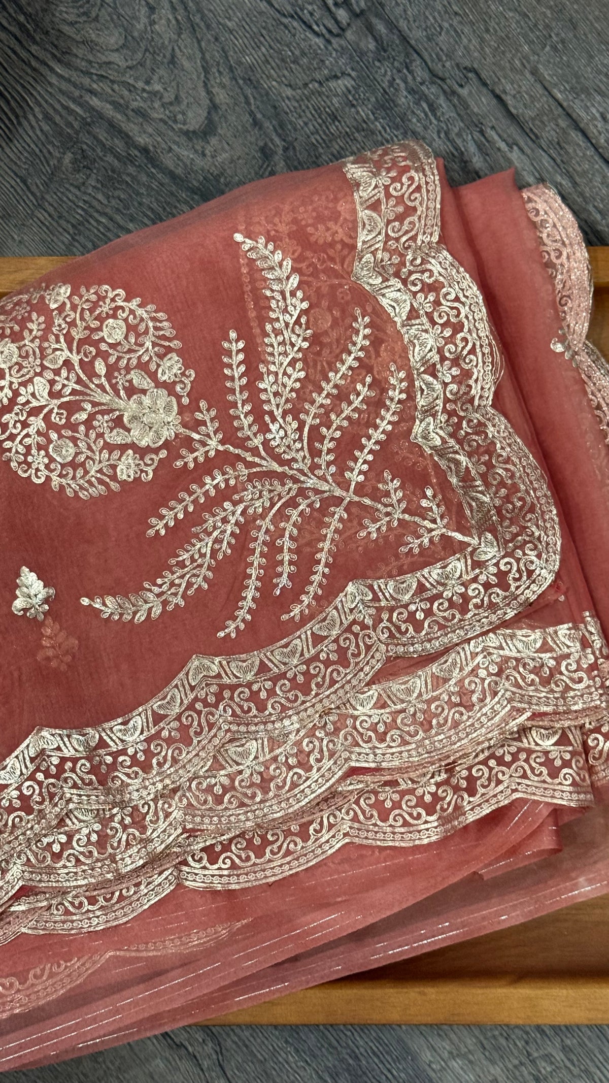 Glass tissue fancy saree