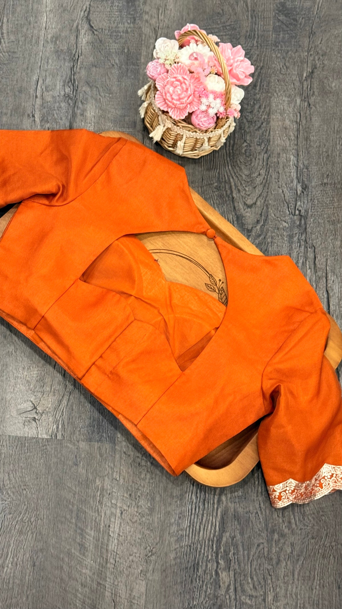Glass tissue fancy saree in orange