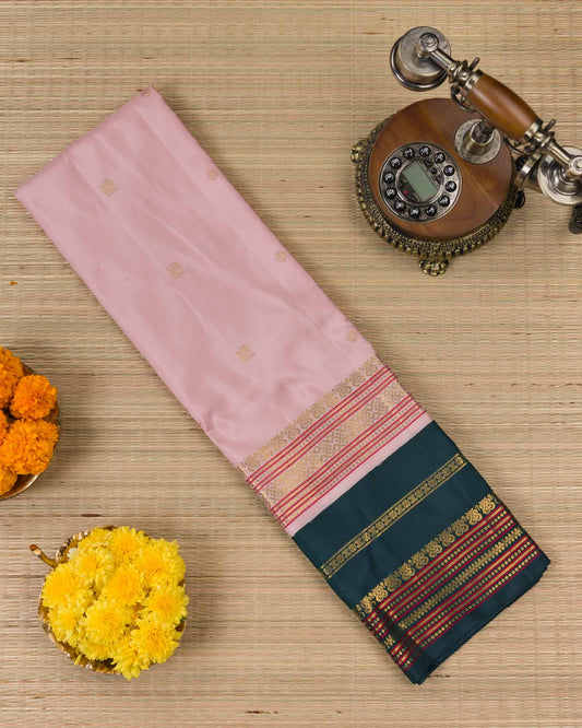 Pure real zari kanjivaram in 2gm in baby pink and peacock green