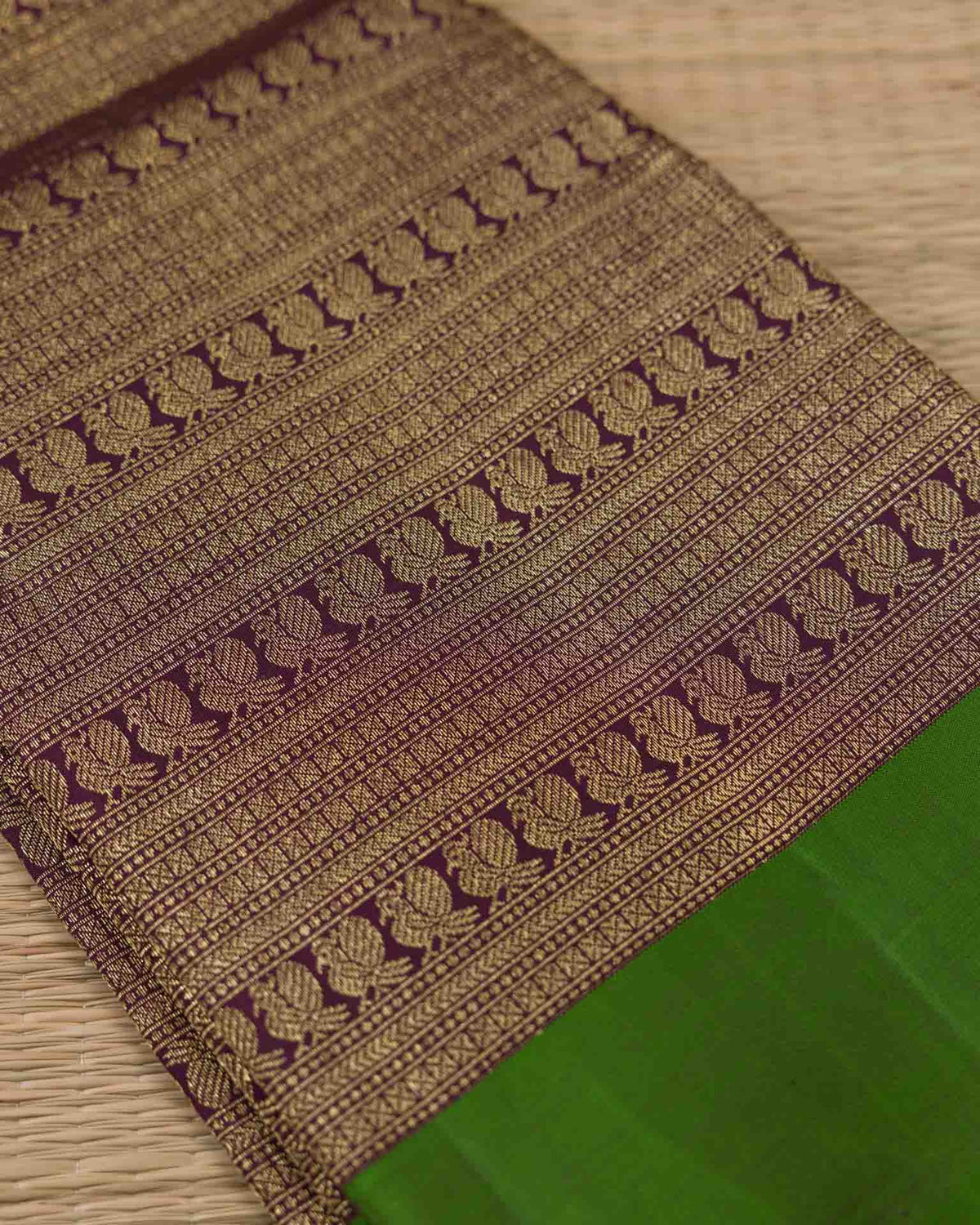 Pure kanjivaram with all over weave paired with Maggam work blouse