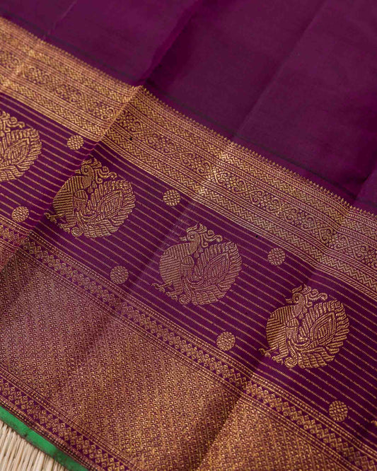 Soft Pink & Wine Pure Zari 2gm Kanjivaram