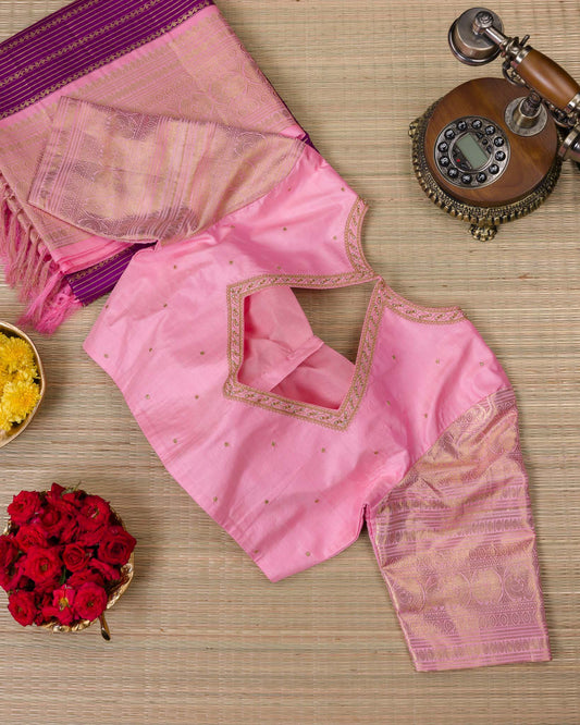Pure Kanjivaram with Veldhari Weave & Maggam Blouse