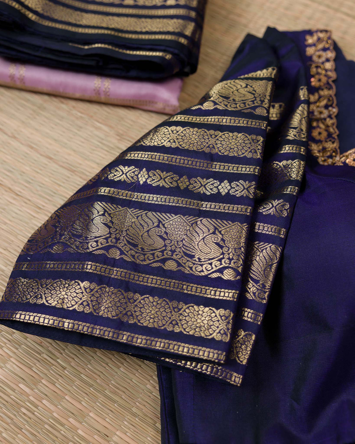 Pink & Blue 1 GM Kanjivaram – Classic Checks