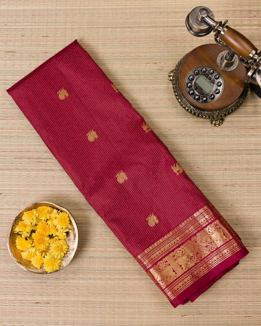 Deep Red-Pink Vairavoosi Kanjivaram