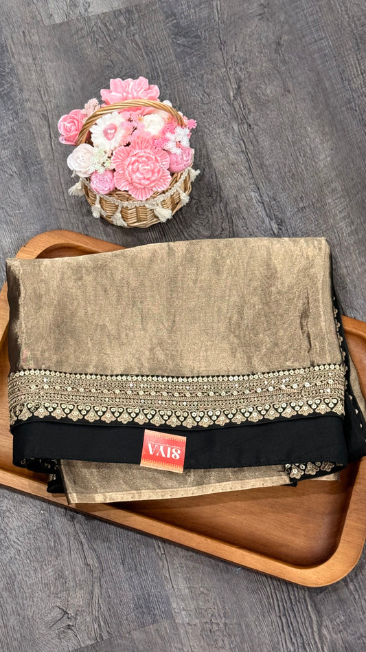 Organza with tissue skirt border in black