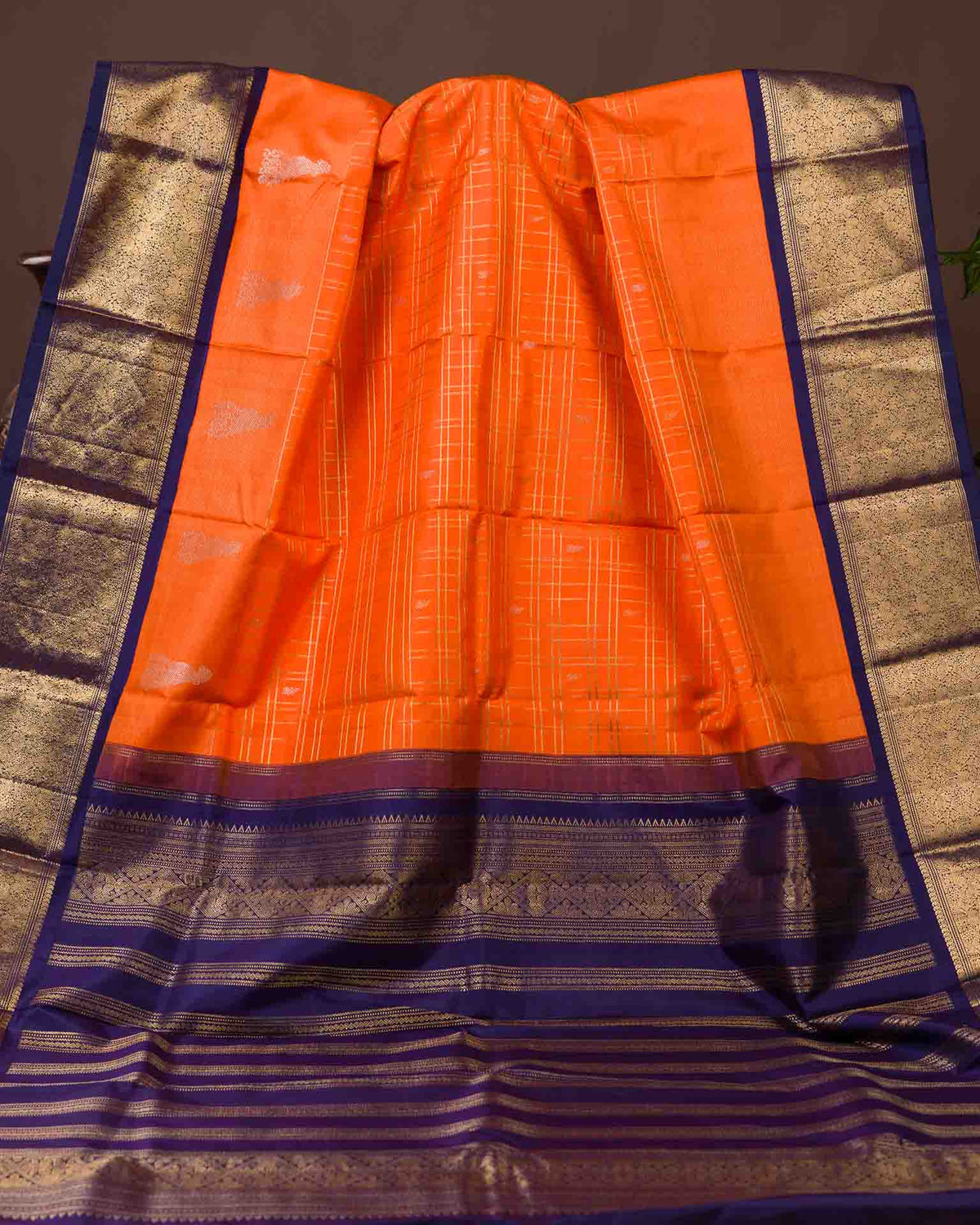 Pure real zari kanjivaram paired with raw silk Maggam work blouse