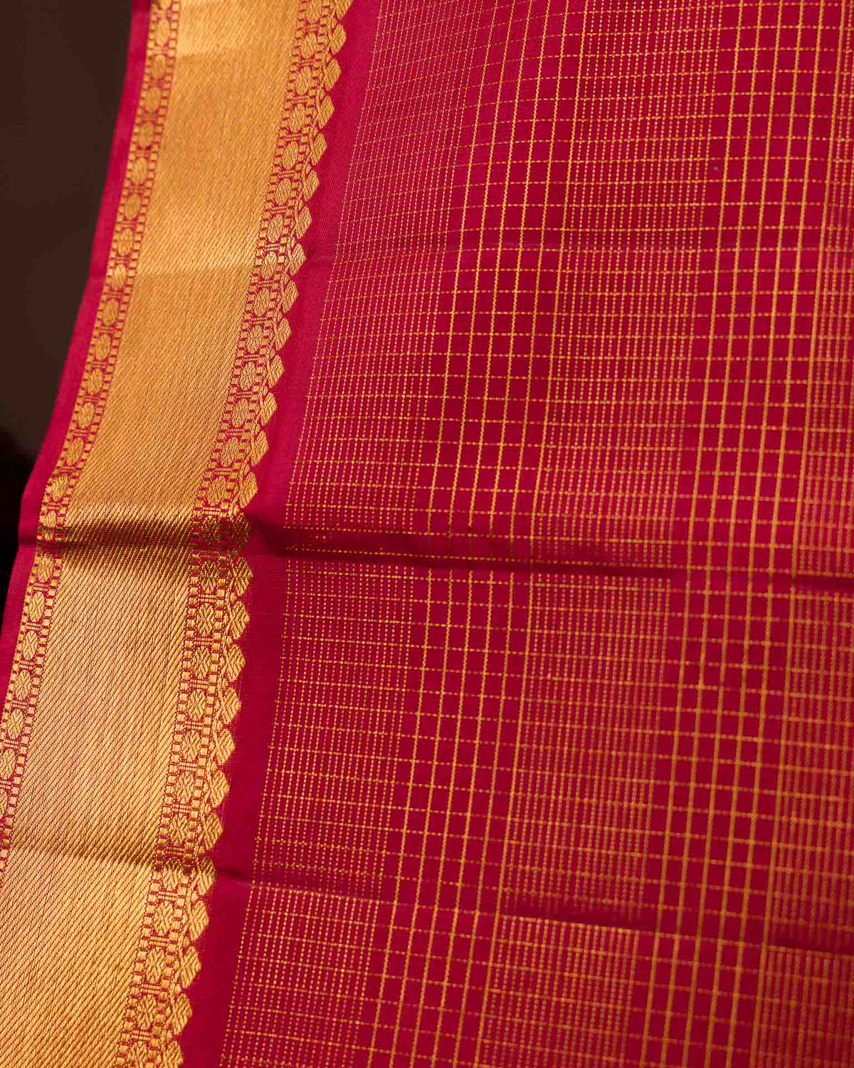 Pure kanjivaram with zari stripes in montone red