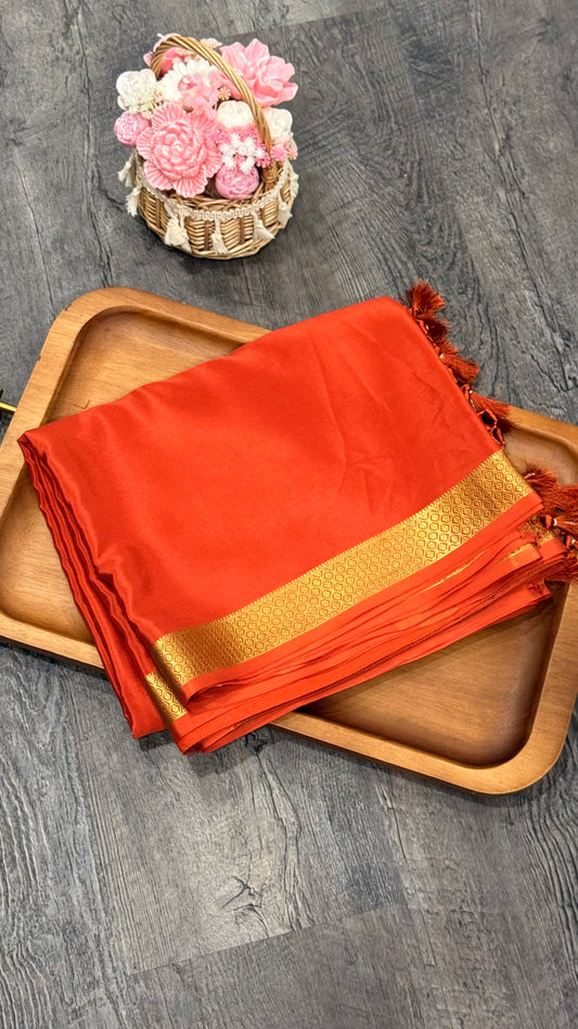 Pure Mysore crepe silk saree with customised blouse 120GSM