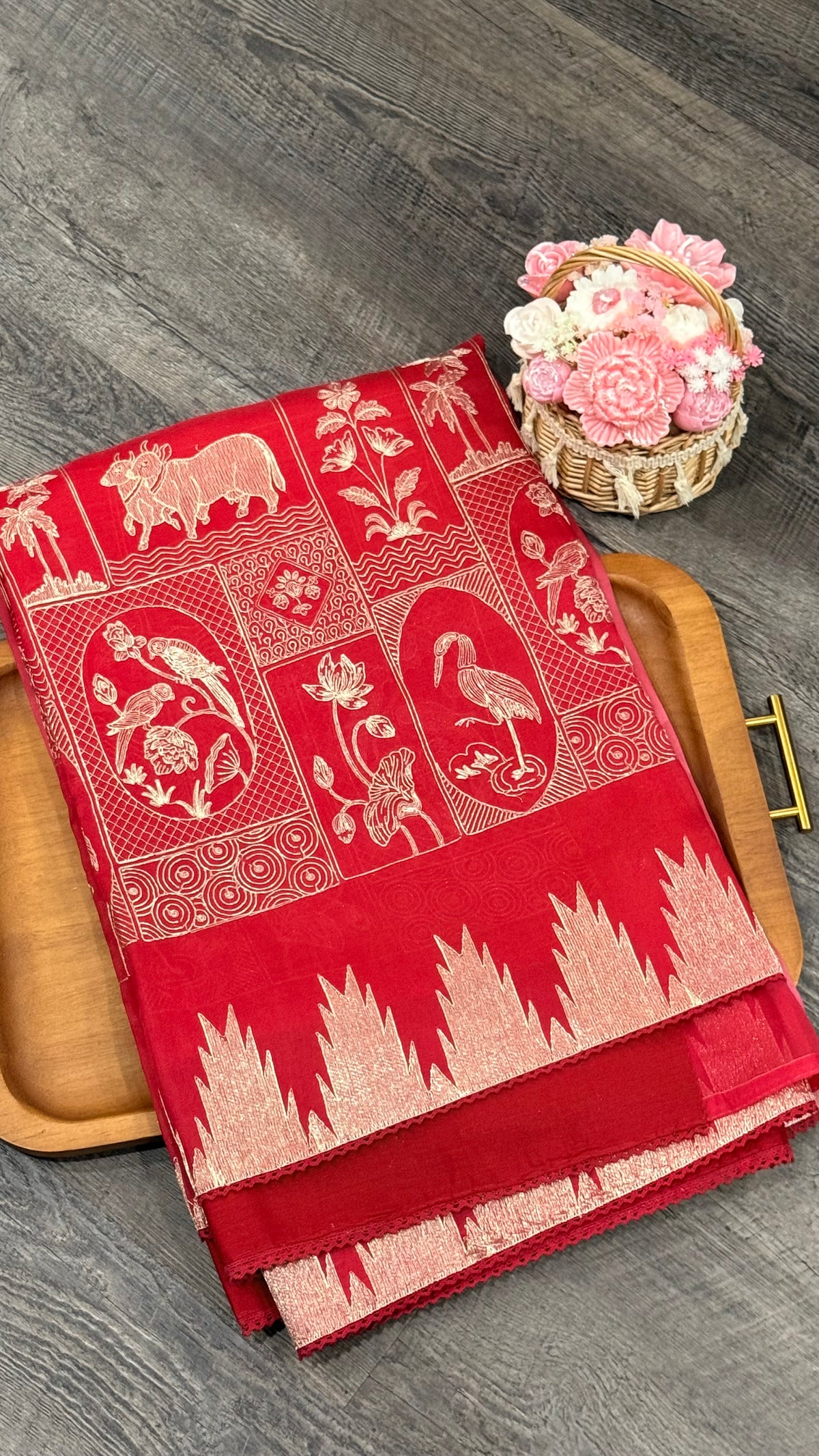 Pure organza with pichwai embroidery in ombré pattern