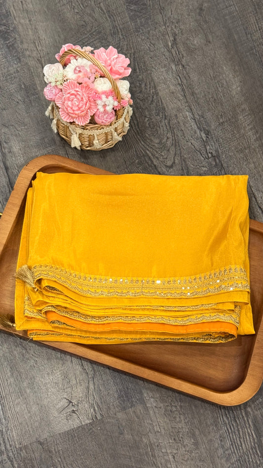 Fancy tissue with sabya style border and customised blouse
