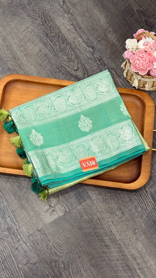 Pure Venkatagiri in olive green and blue