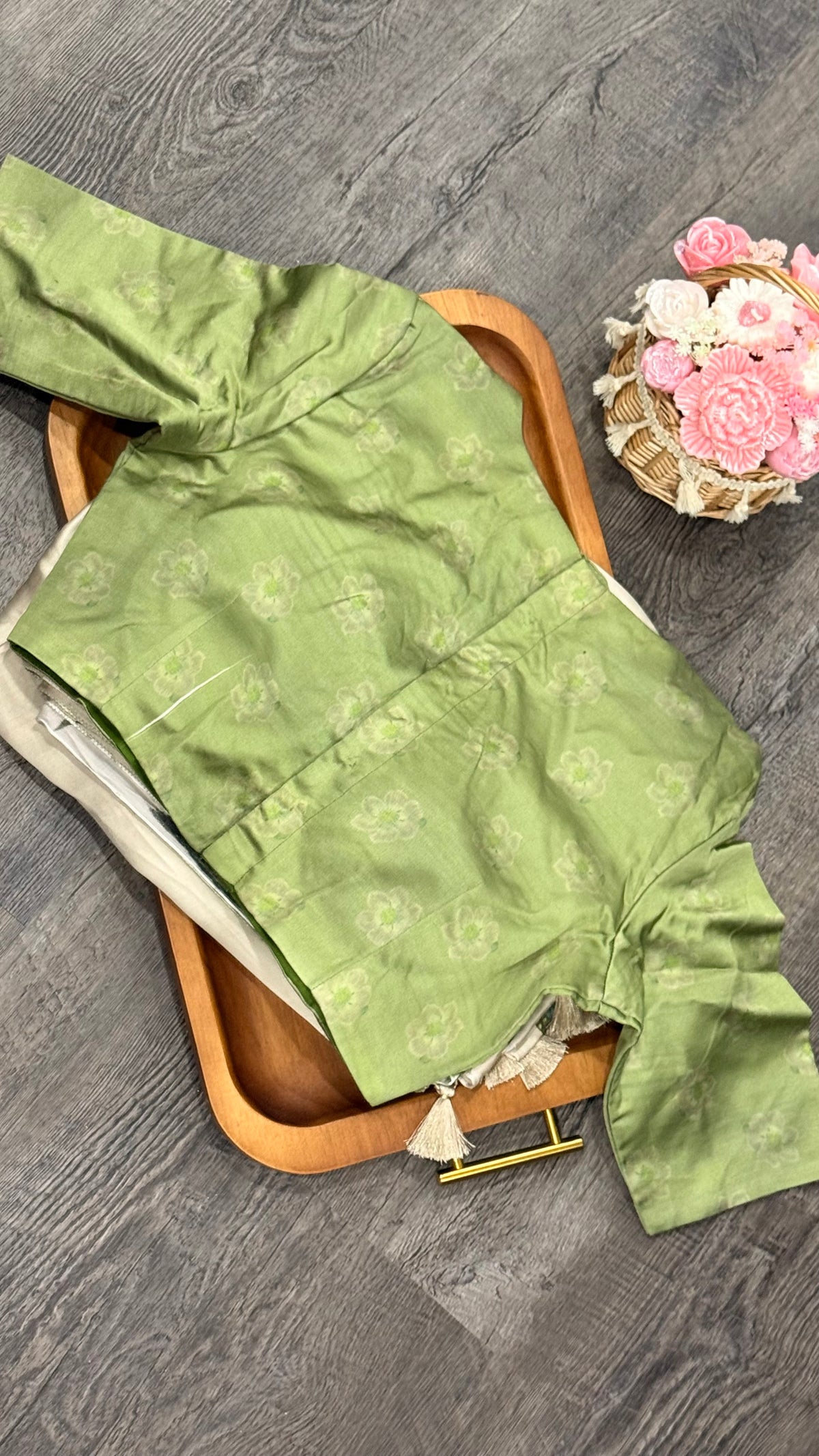 Modal silks with digital print and tissue pallu