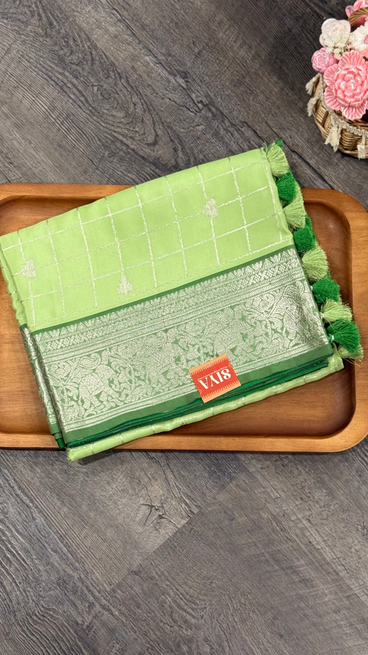Pure Venkatagiri in light green and parrot green
