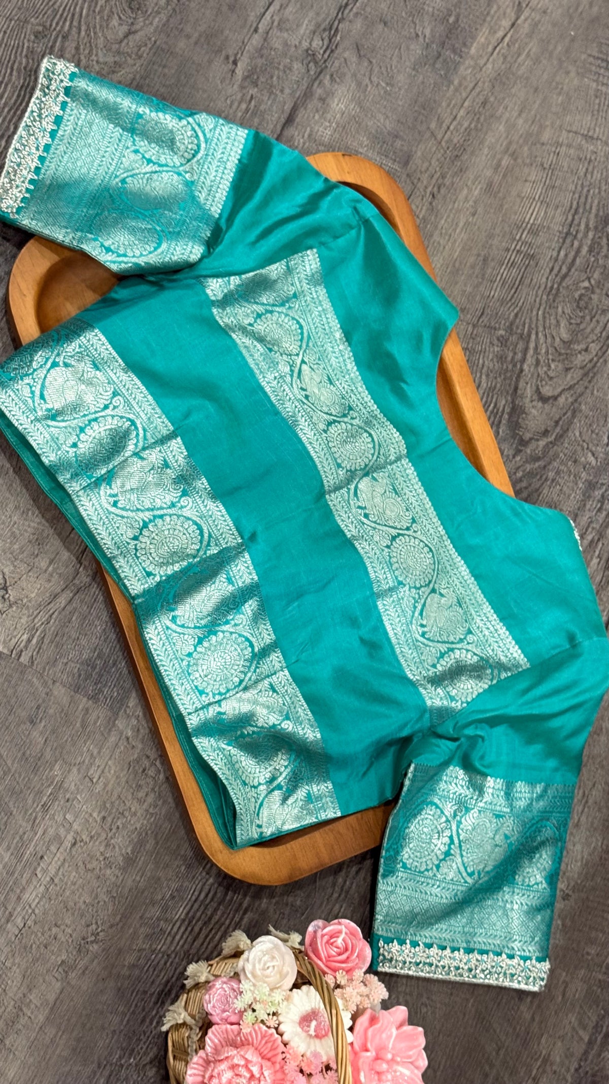 Pure Venkatagiri in olive green and blue