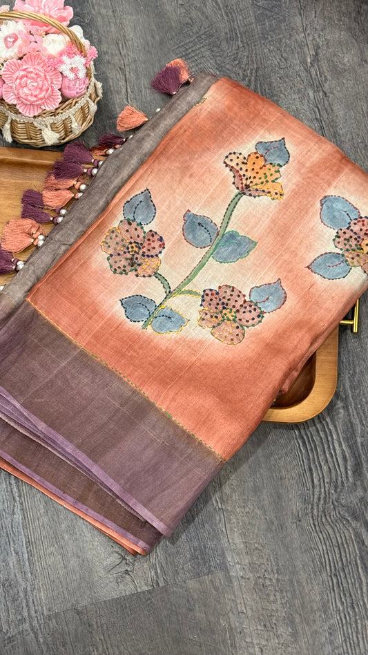 Pure  Tusser with knots work