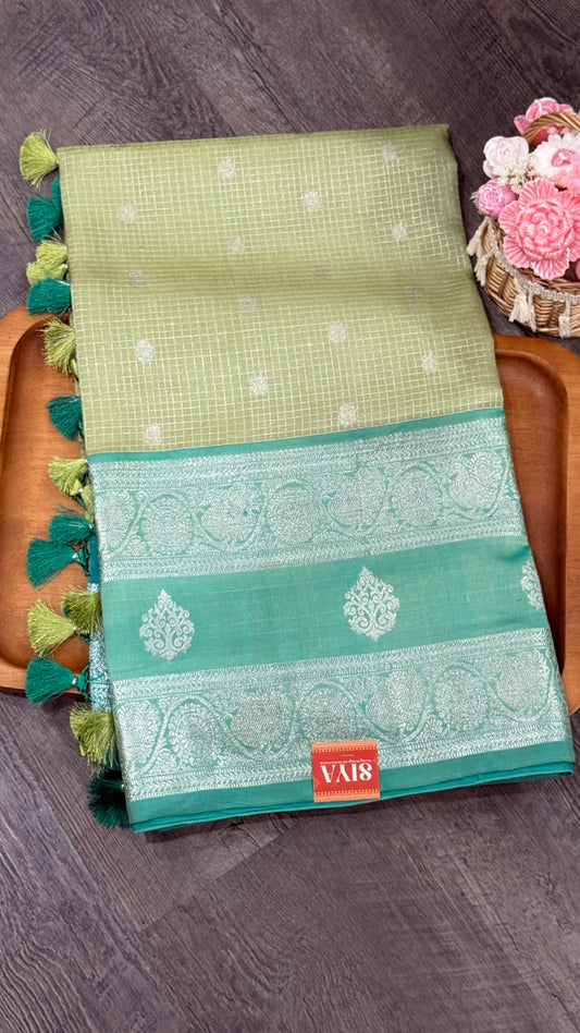 Pure Venkatagiri in olive green and blue