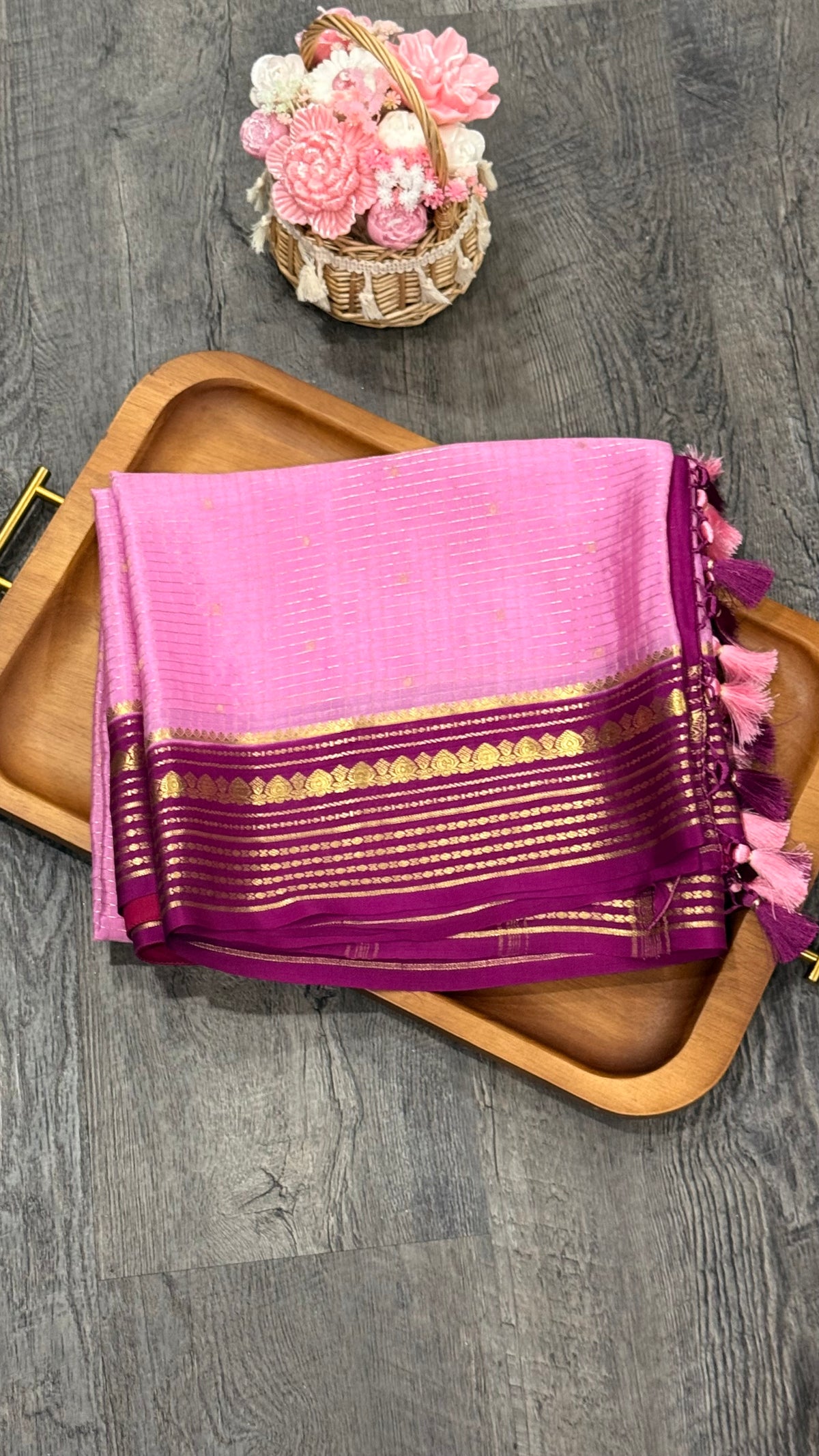 Pure Mysore crepe 120Gsm with checks pattern