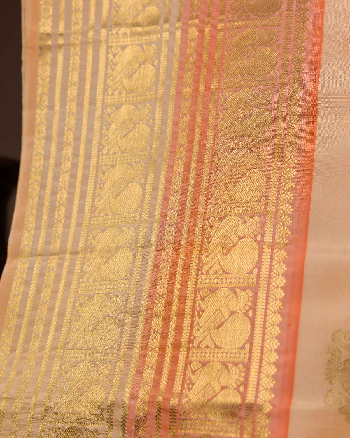 Pure kanjivaram in unique shade of peachish orange
