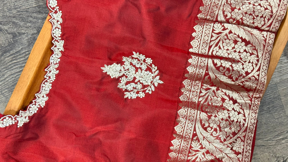 Pure Venkatagiri in red with horizontal zari stripes