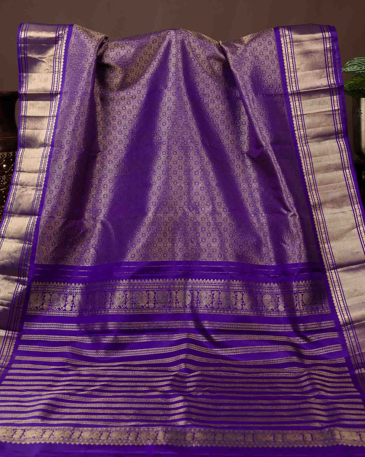 Pure brocade kanjivaram with Maggam work blouse