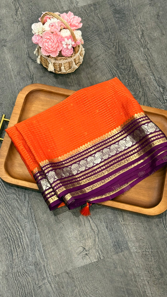 Mysore crape in checks 120GsM