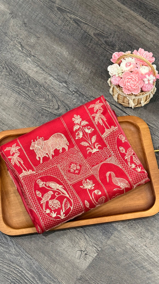 Pure organza with pichwai embroidery in ombré pattern