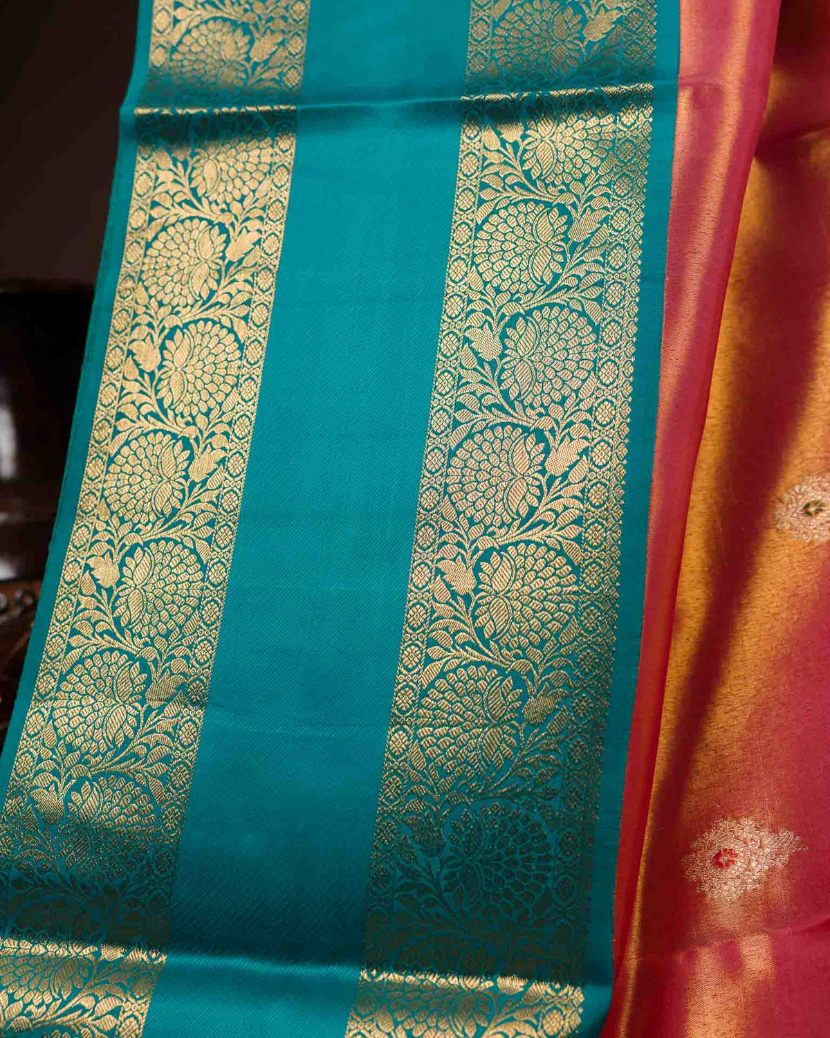 Pure tissue kanjivaram with Maggam work blouse