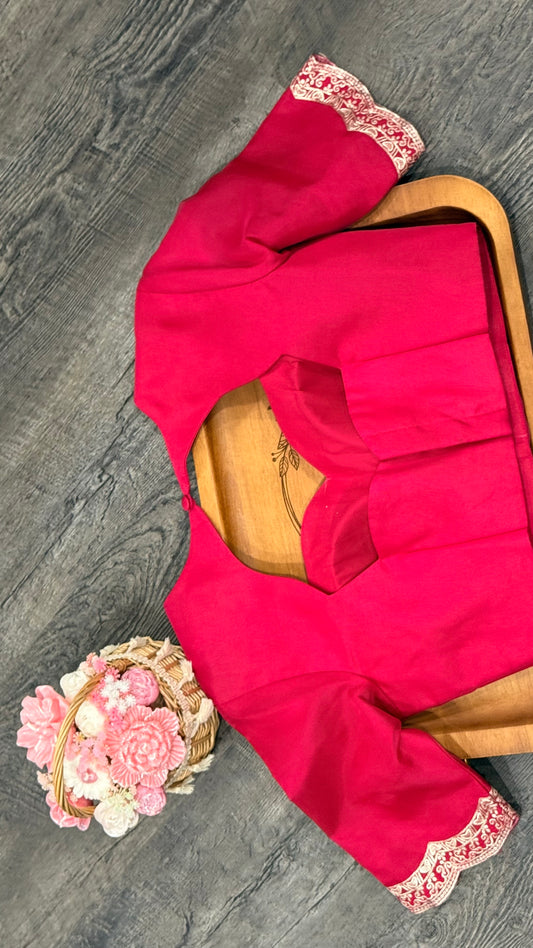 Glass tissue fancy saree in hot pink