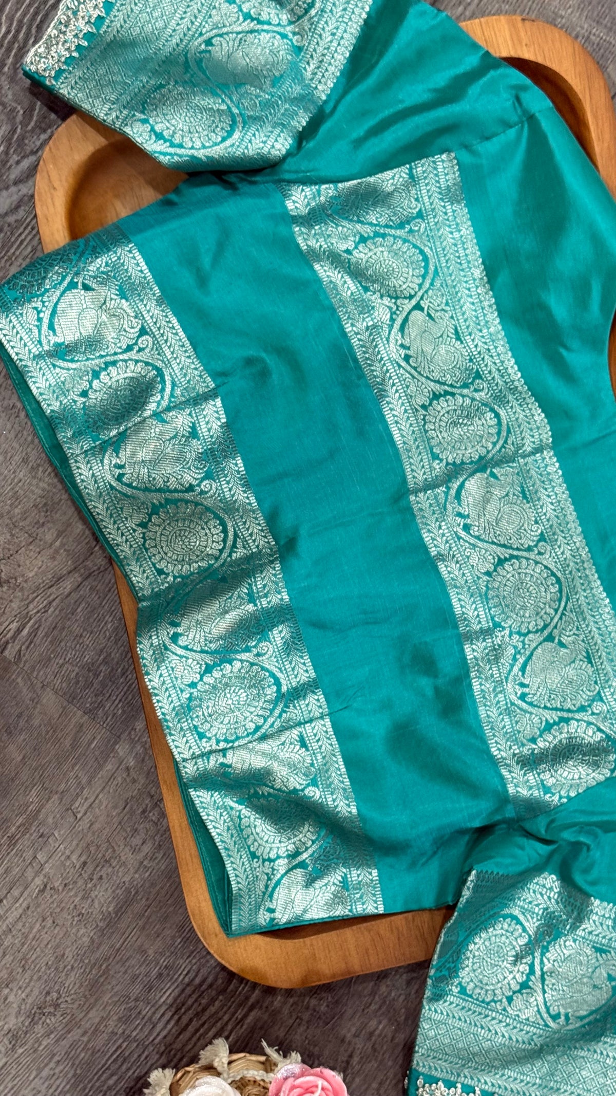Pure Venkatagiri in olive green and blue