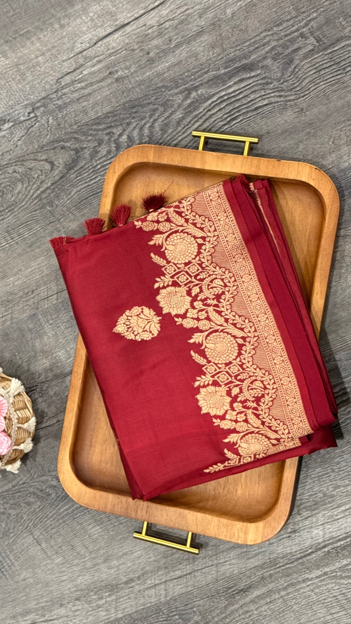 Pure Pune silk in montone maroon red