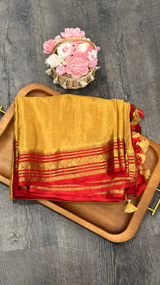 Pure Mysore crapes in checks pattern