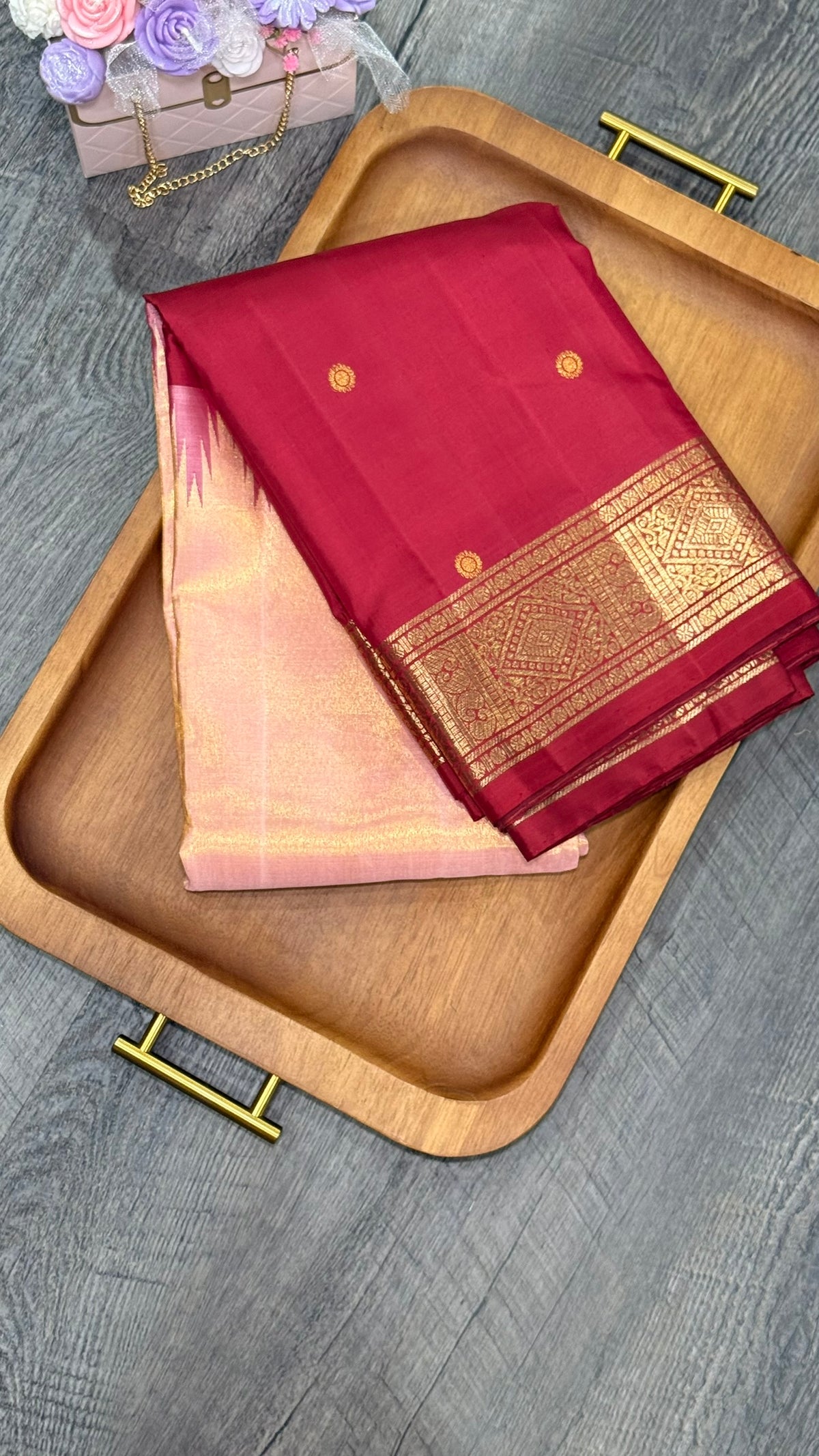 Pure zari Kanjivaram in blush pink