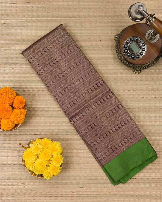 Pure kanjivaram with all over weave paired with Maggam work blouse
