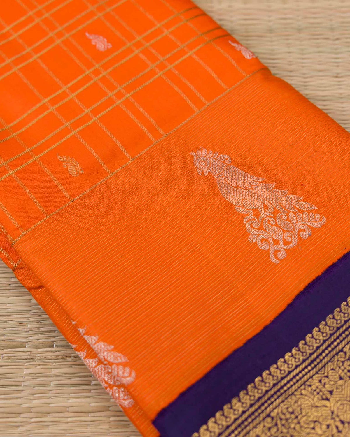 Pure real zari kanjivaram paired with raw silk Maggam work blouse