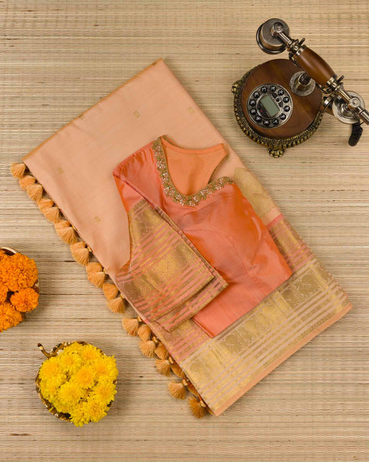 Pure kanjivaram in unique shade of peachish orange