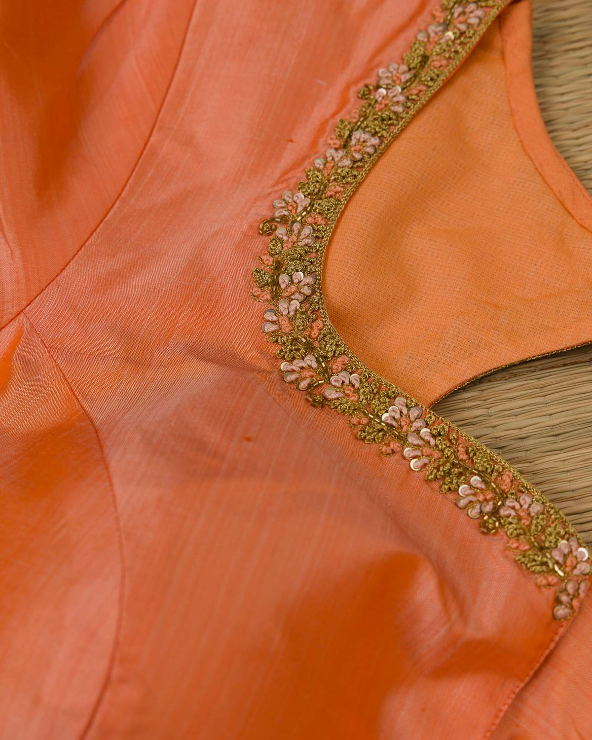 Pure kanjivaram in unique shade of peachish orange