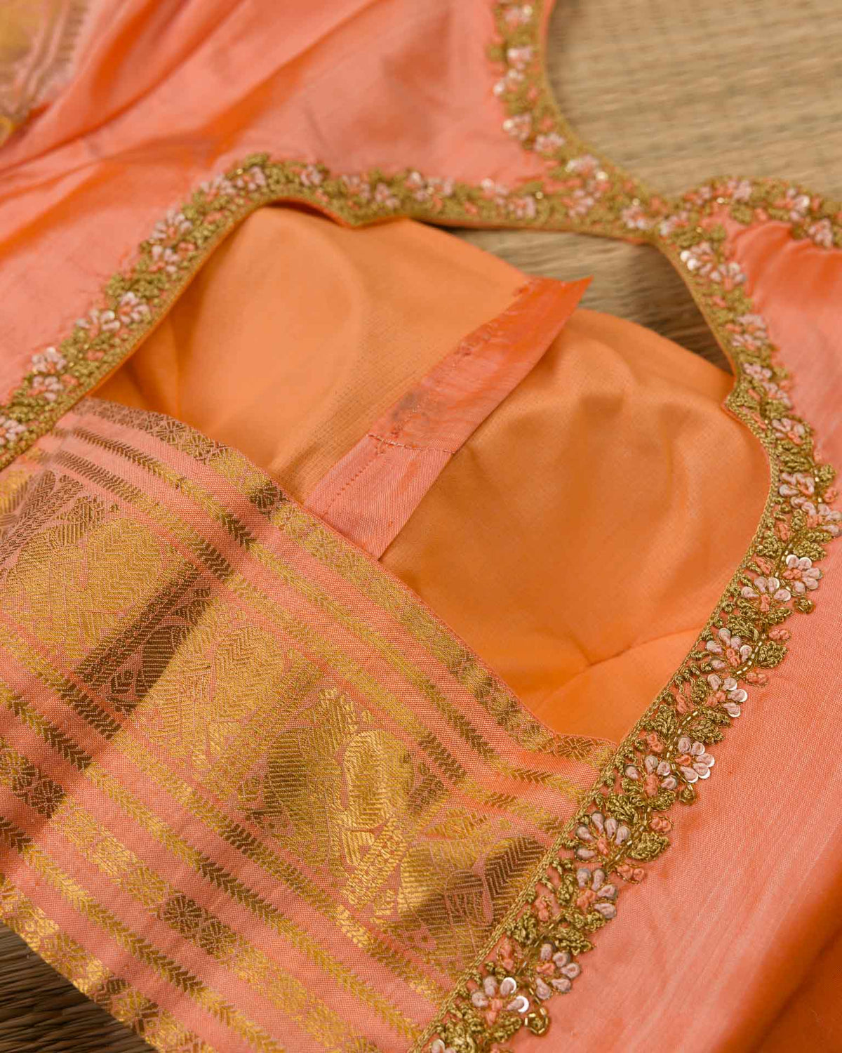 Pure kanjivaram in unique shade of peachish orange