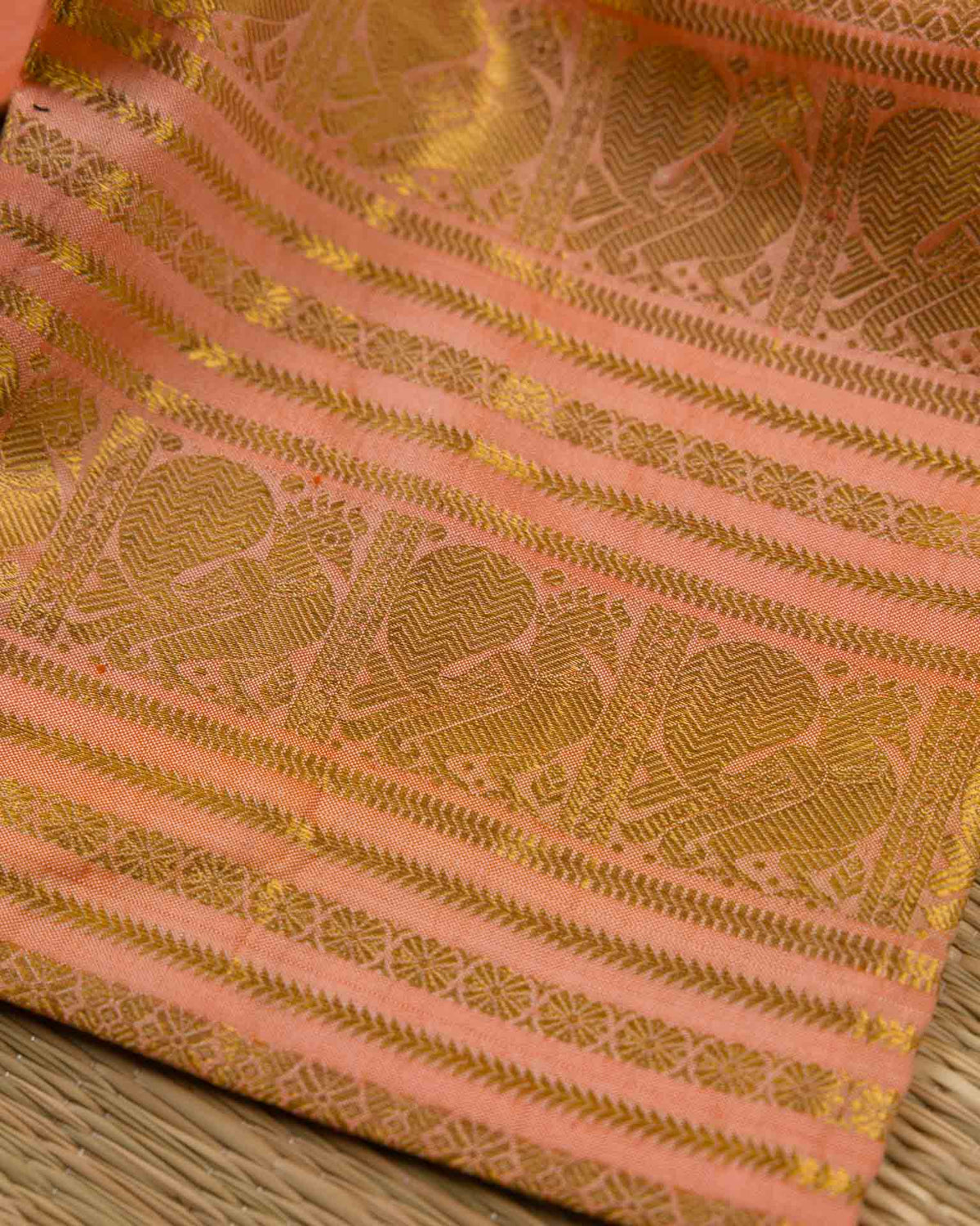 Pure kanjivaram in unique shade of peachish orange