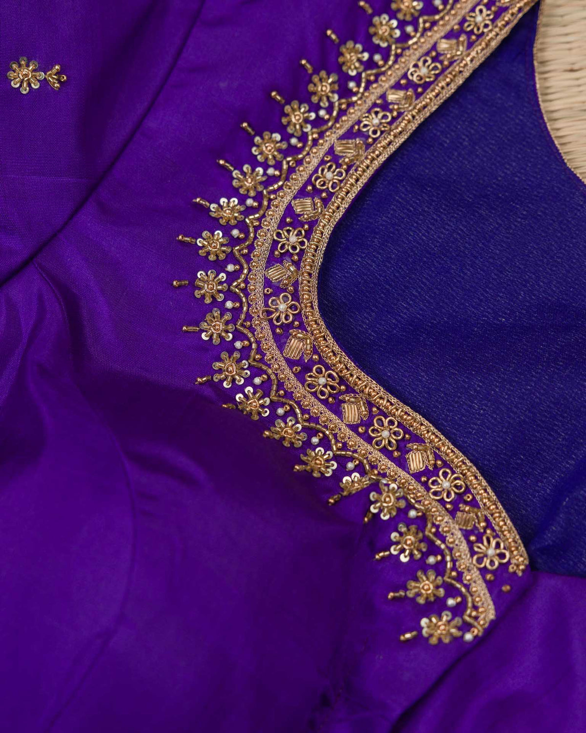 Pure brocade kanjivaram with Maggam work blouse