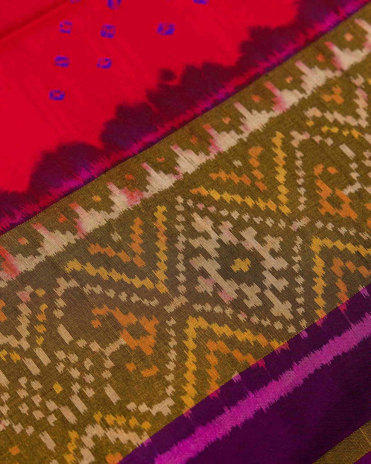 Red & Purple Pure Patola Bandhani Saree