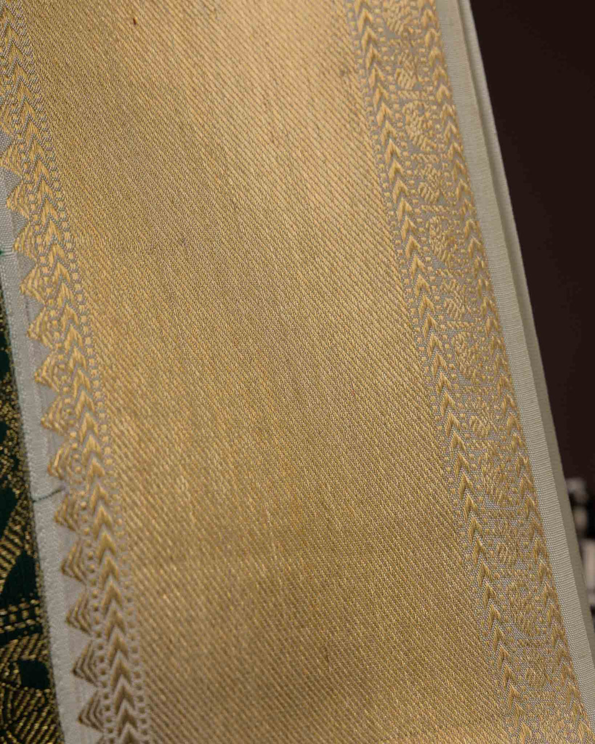 Classic Half-White & Green 1gm Kanjivaram with Maggam Blouse