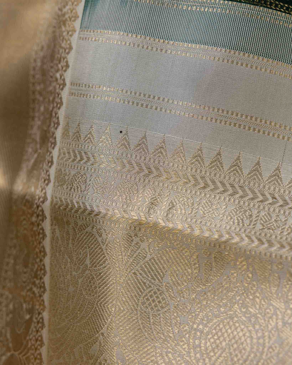 Classic Half-White & Green 1gm Kanjivaram with Maggam Blouse