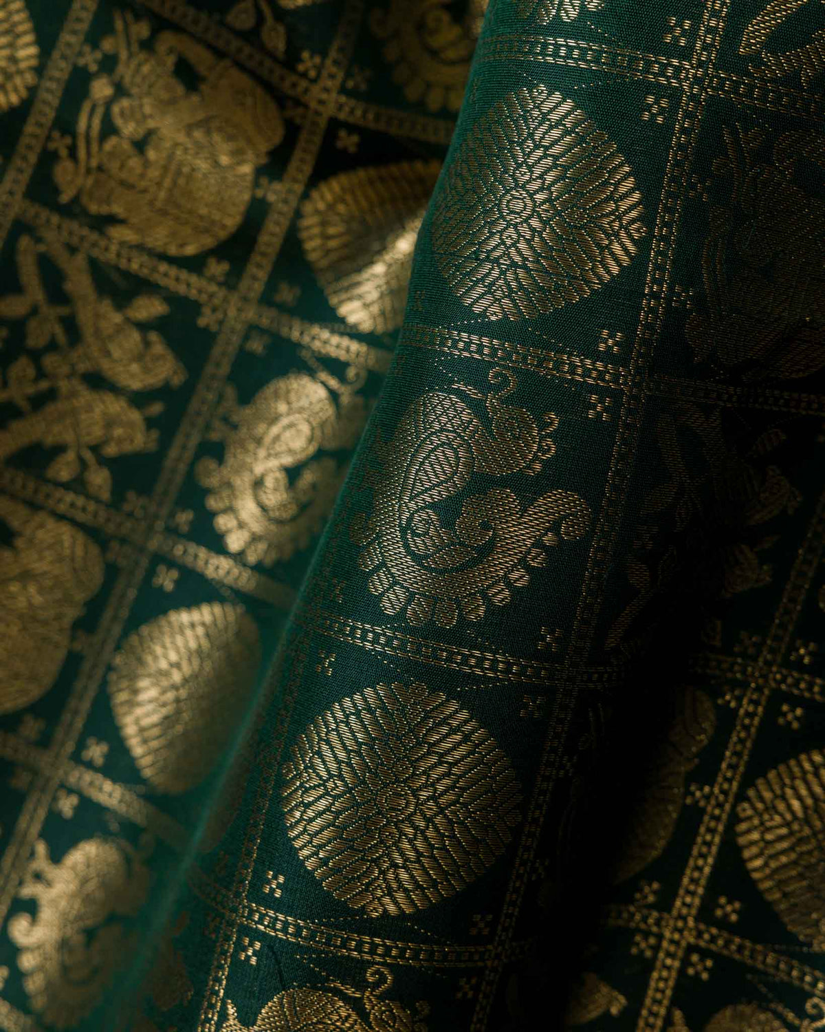 Classic Half-White & Green 1gm Kanjivaram with Maggam Blouse