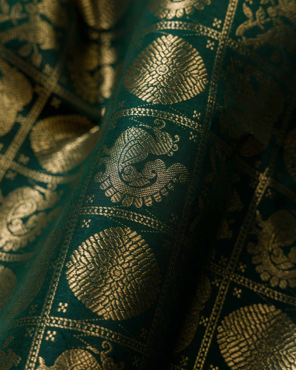 Classic Half-White & Green 1gm Kanjivaram with Maggam Blouse