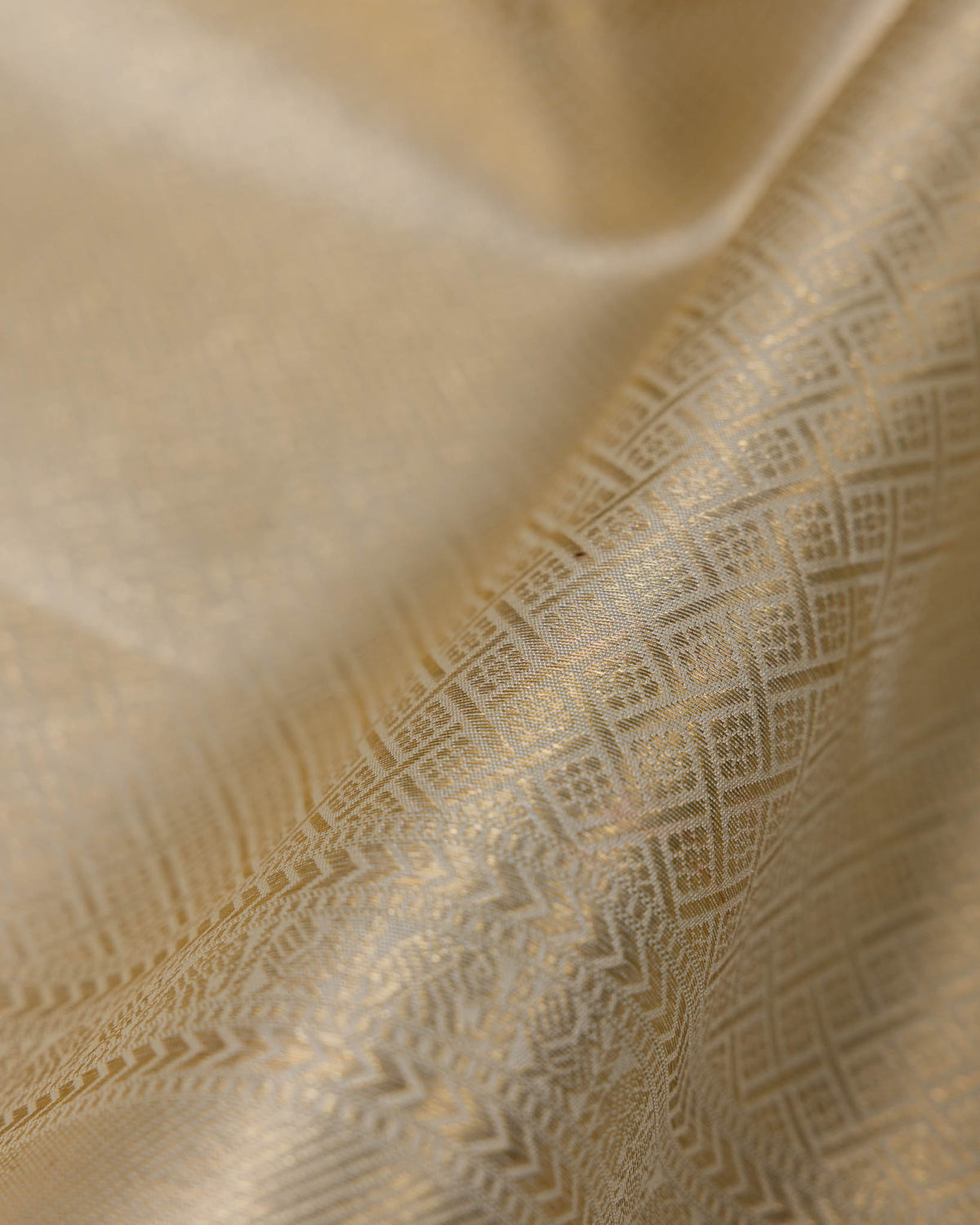 Classic Half-White & Green 1gm Kanjivaram with Maggam Blouse