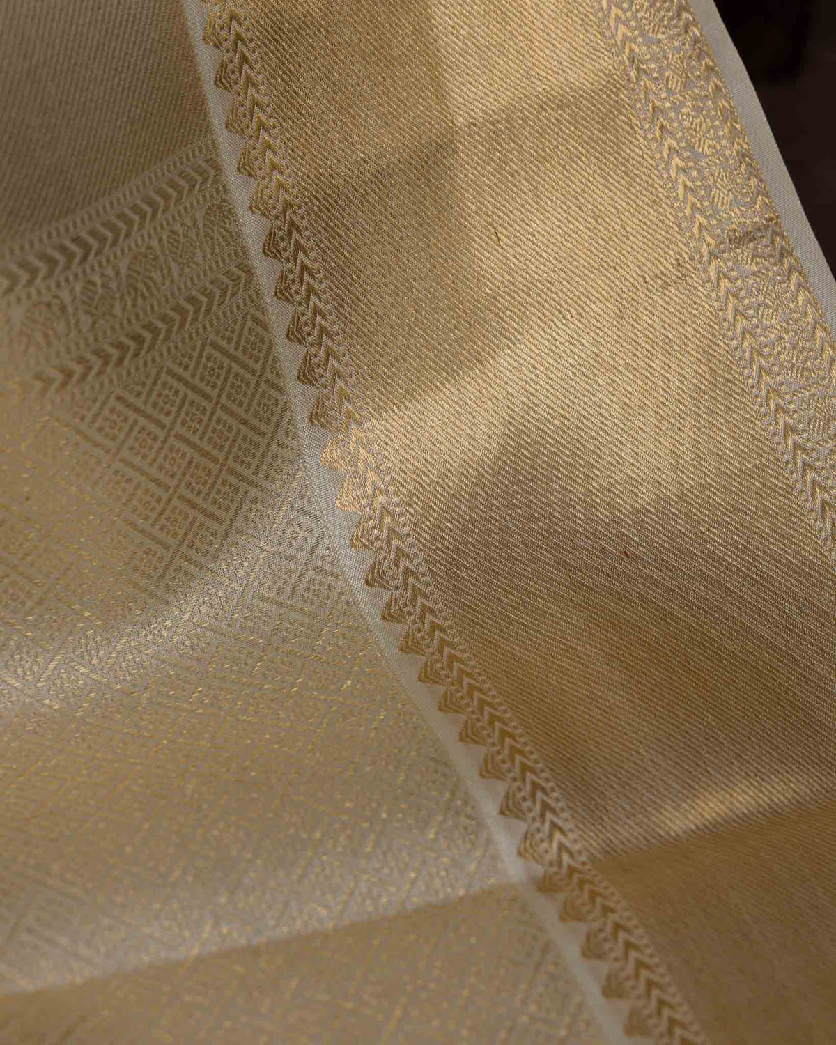 Classic Half-White & Green 1gm Kanjivaram with Maggam Blouse