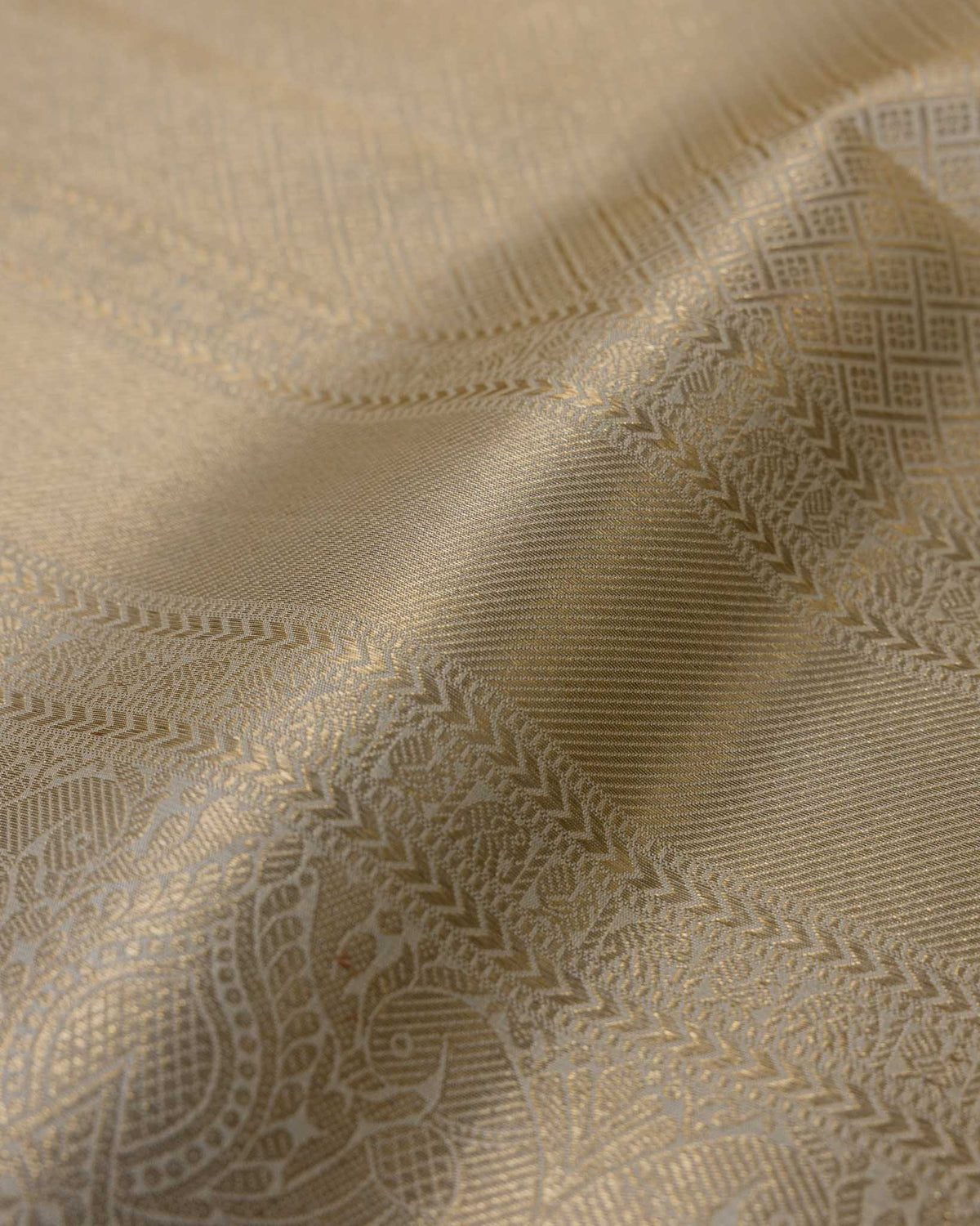 Classic Half-White & Green 1gm Kanjivaram with Maggam Blouse
