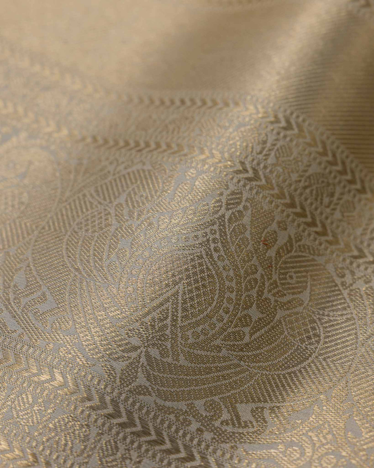 Classic Half-White & Green 1gm Kanjivaram with Maggam Blouse